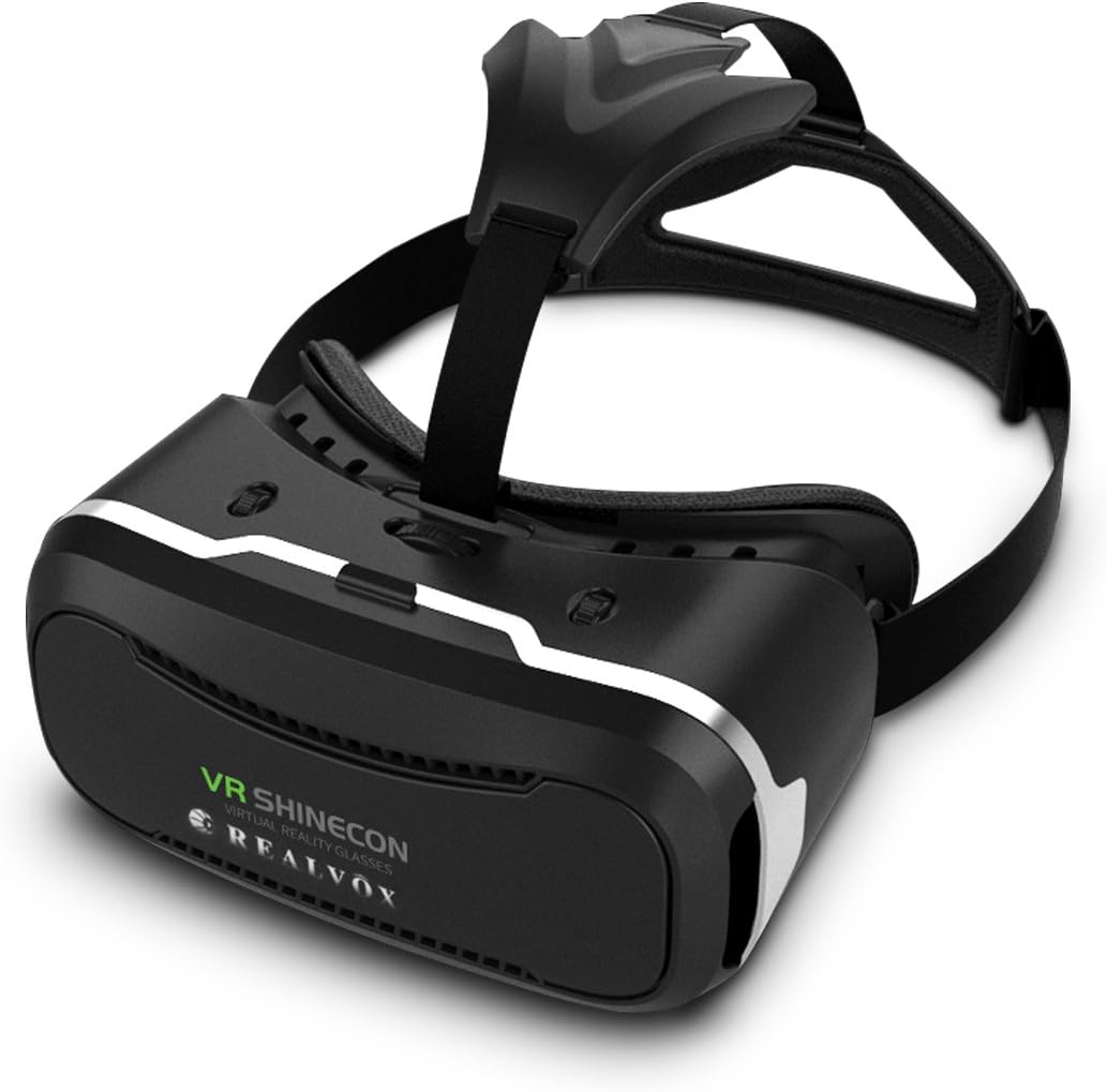 VR Headset Provide Virtual Reality Immersive Experience, Compatible with Google Cardboard App, Fit for Android IPhone, Superb VR Goggle Brought Shocking Experience in 3D Movies VR Games, Black