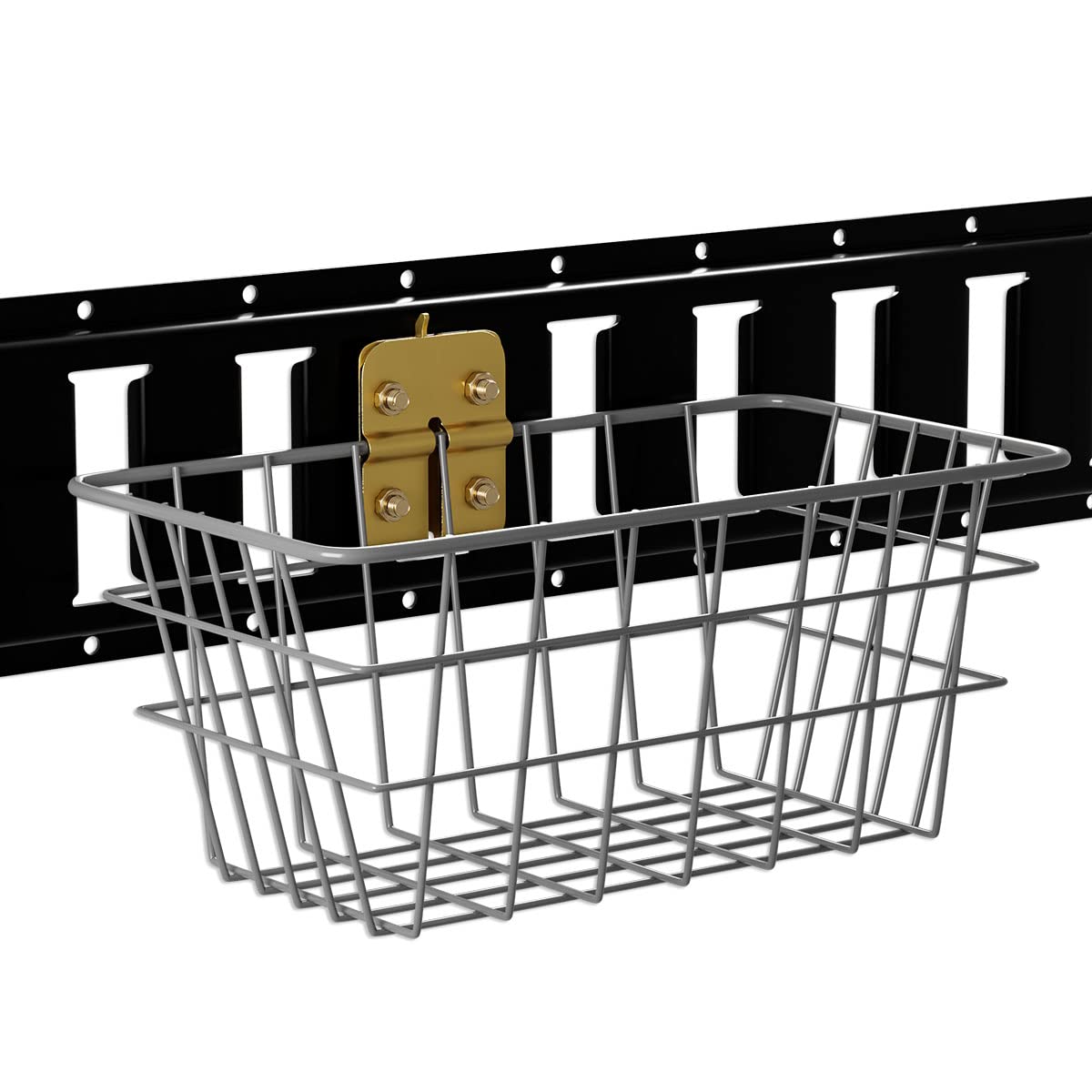 E-Track - Cesta de alambre atornillada para montaje en pared, con opción de atornillado, cubo de almacenamiento portátil súper fácil para organizar remolques, contenedor de organización útil para