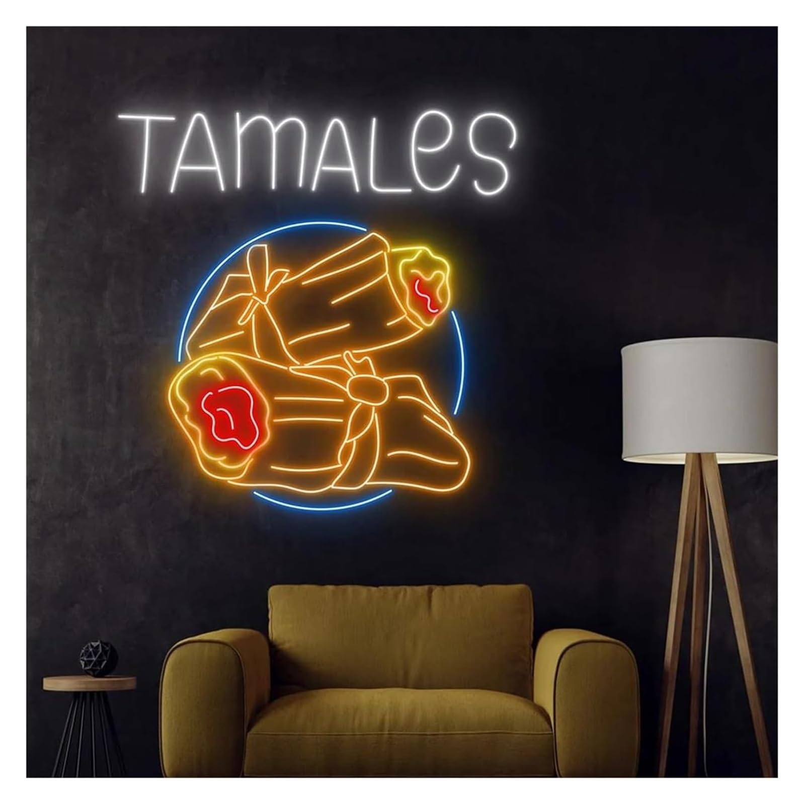 Insegna luminosa al neon Lampada Al Neon Con Scritta "Tamales" Dall'atmosfera Rilassante, Adatta Per La Decorazione Murale Del Ristorante(75cm)