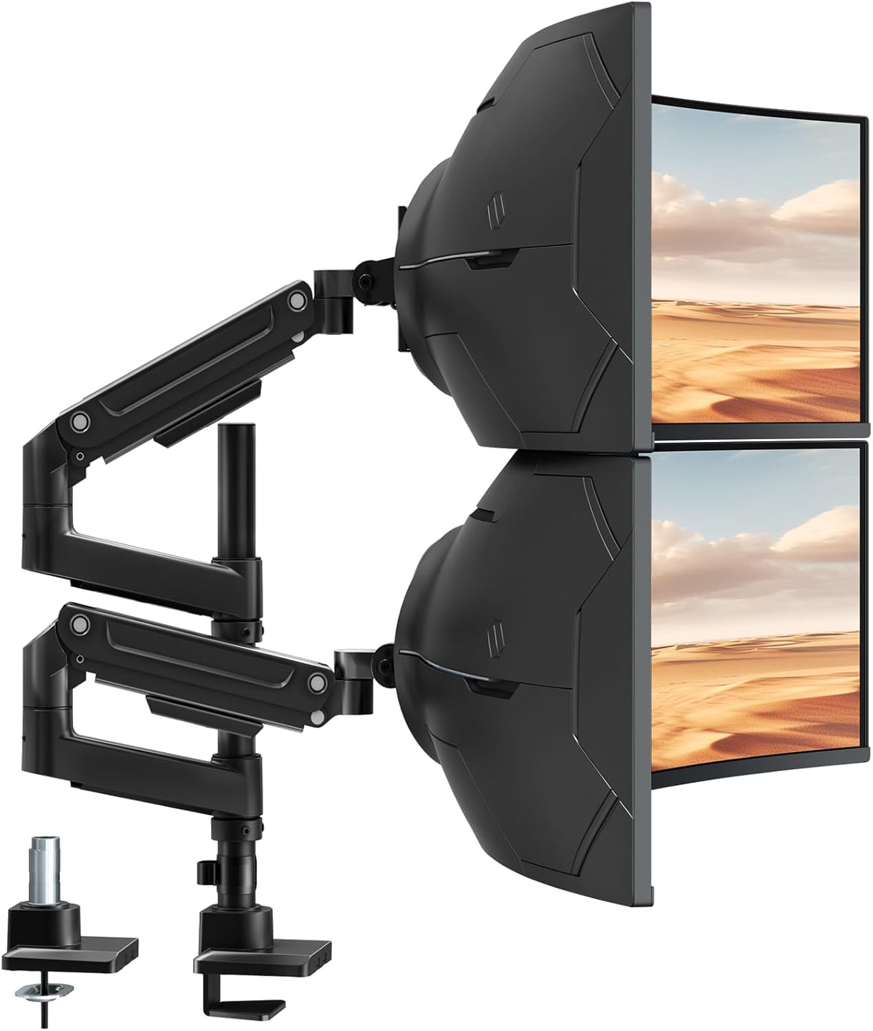 Supporto per Monitor PUTORSEN per 2 Schermi da 17 a 49 Pollici - Fino a 20 kg per braccio, supporto extra-lungo regolabile in altezza e orientabile per un'ergonomia ottimale, VESA 75/100 mm.