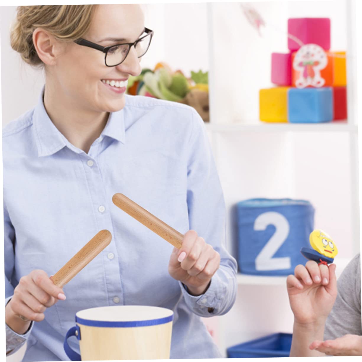 Garneck Wooden Music Toys Rhythm Sticks for Boys and Girls 4pcs Hand Percussion Instruments Set