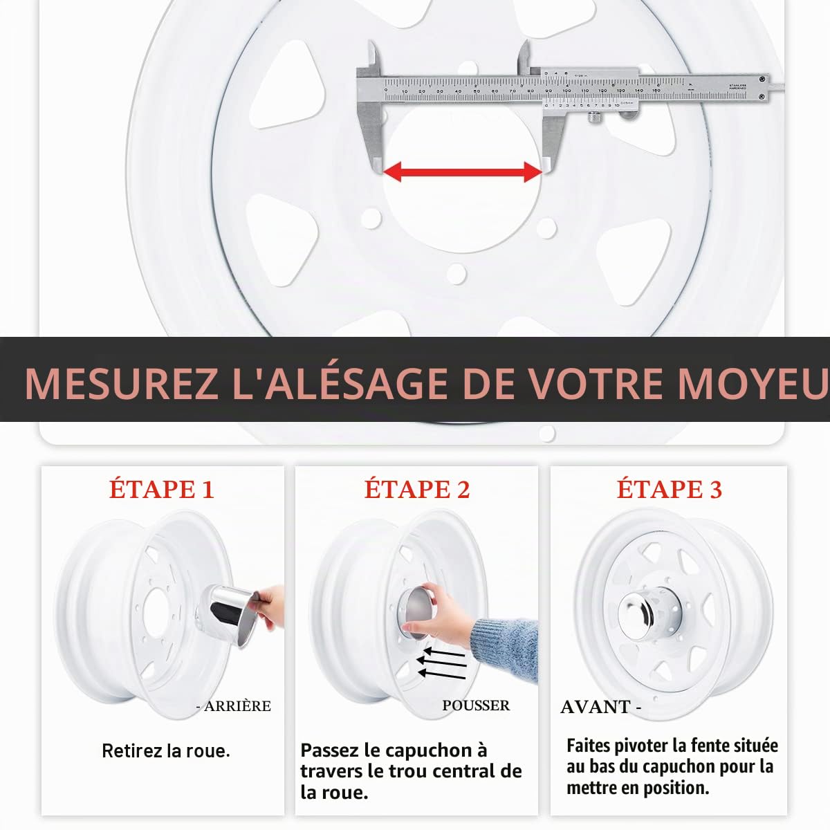 RhinoTuning Lot de 4 cache-moyeux de 4,25" - Diamètre extérieur : 108 mm - Hauteur : 93 mm - En acier au carbone - Convient pour véhicules de tourisme, véhicules tout-terrain, remorques de camion