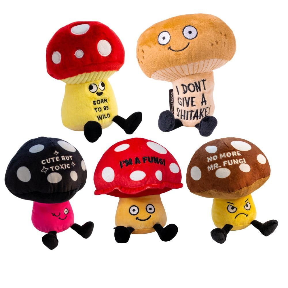 Punchkins Mushroom Plushie Bundle Funny Meme Gag Gifts Emotional Support Toys and Fun Desk Accessories for All Ages