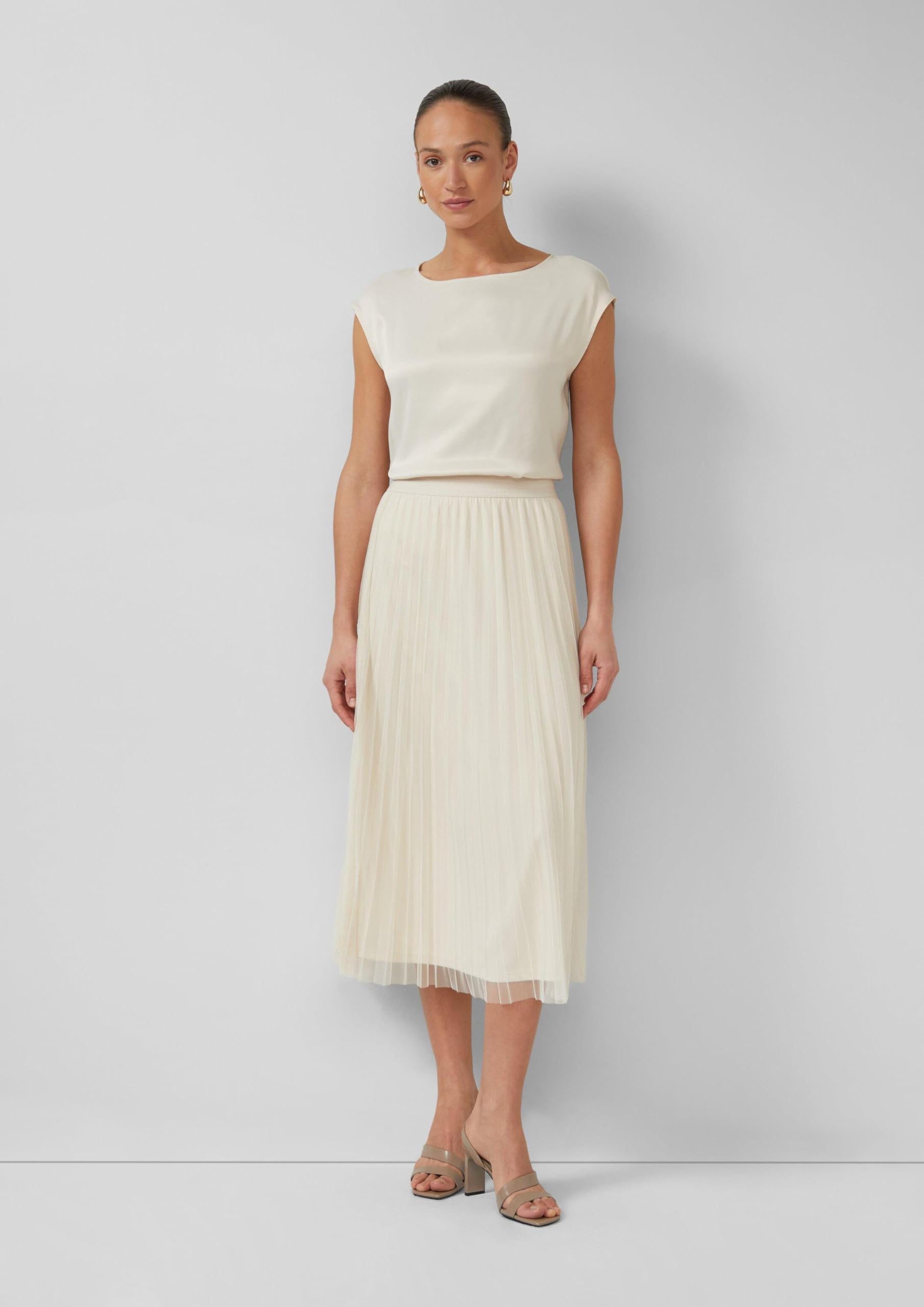 s.Oliver Plissierter Midi-Meshrock mit Jerseyfutter