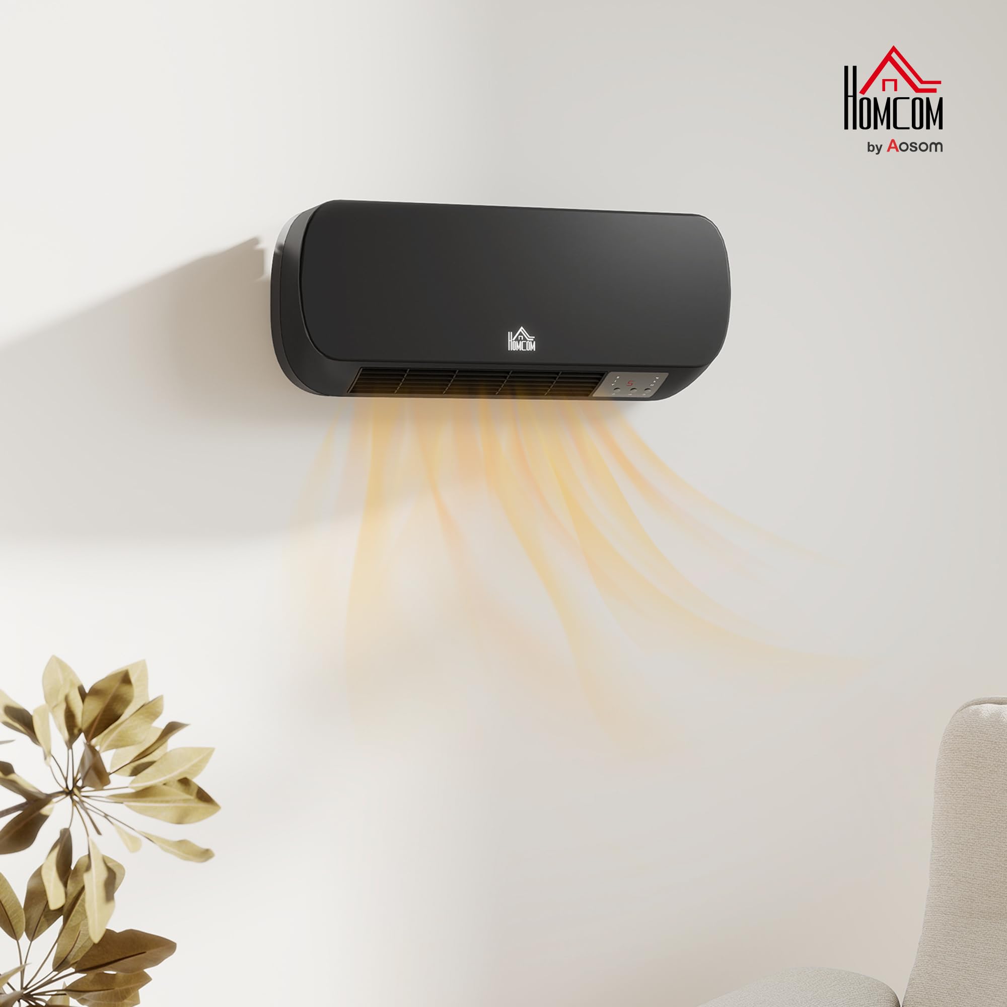 HOMCOM Radiateur Mural Soufflant 2000 W Chauffage Céramique PTC Noir