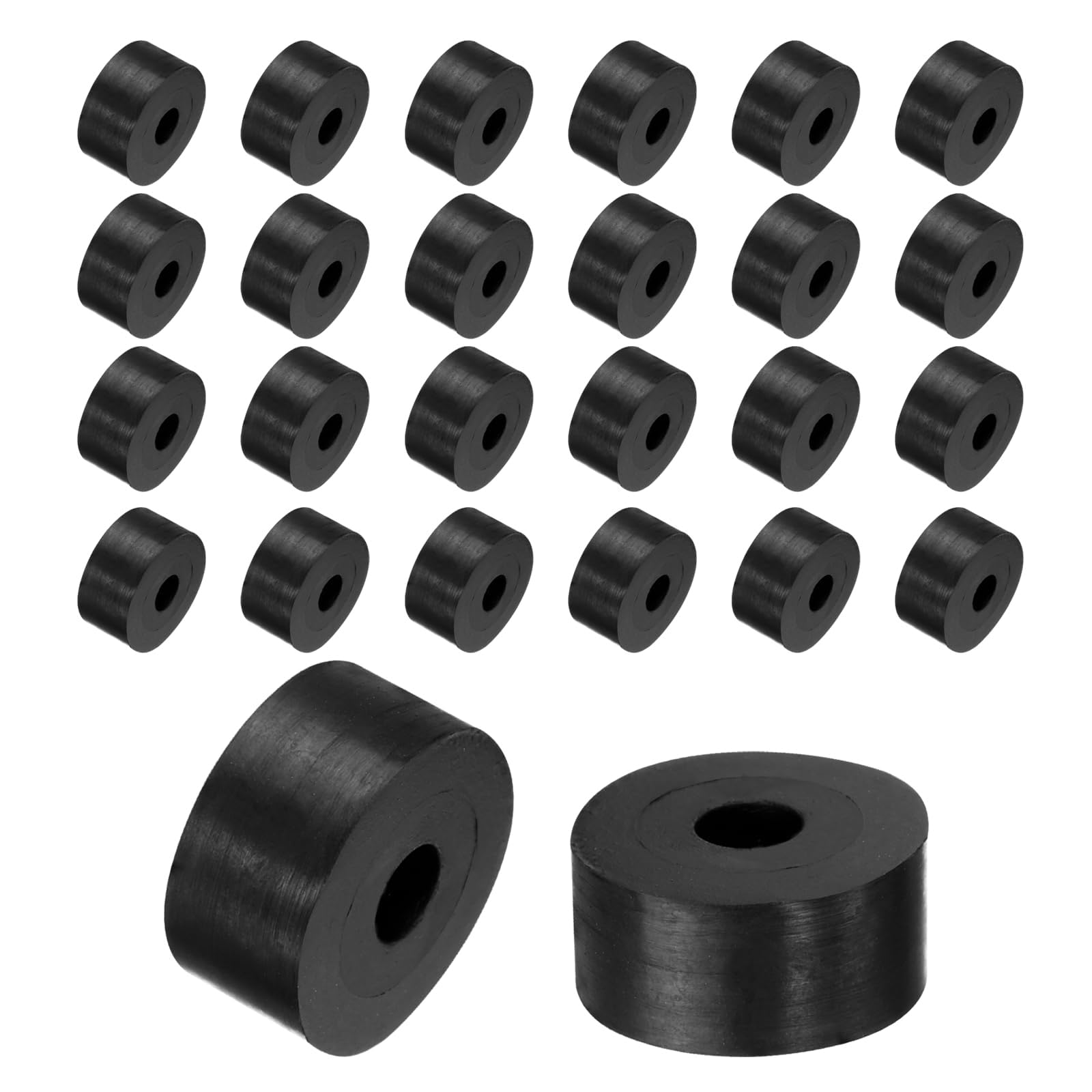 Unifizz 36PCS Rubber Spacers 20mm OD 6mm ID 10mm Height Round Anti Vibration Spacer Rubber Bushing Grommets Thick Rubber Washers for Home Car Accessories