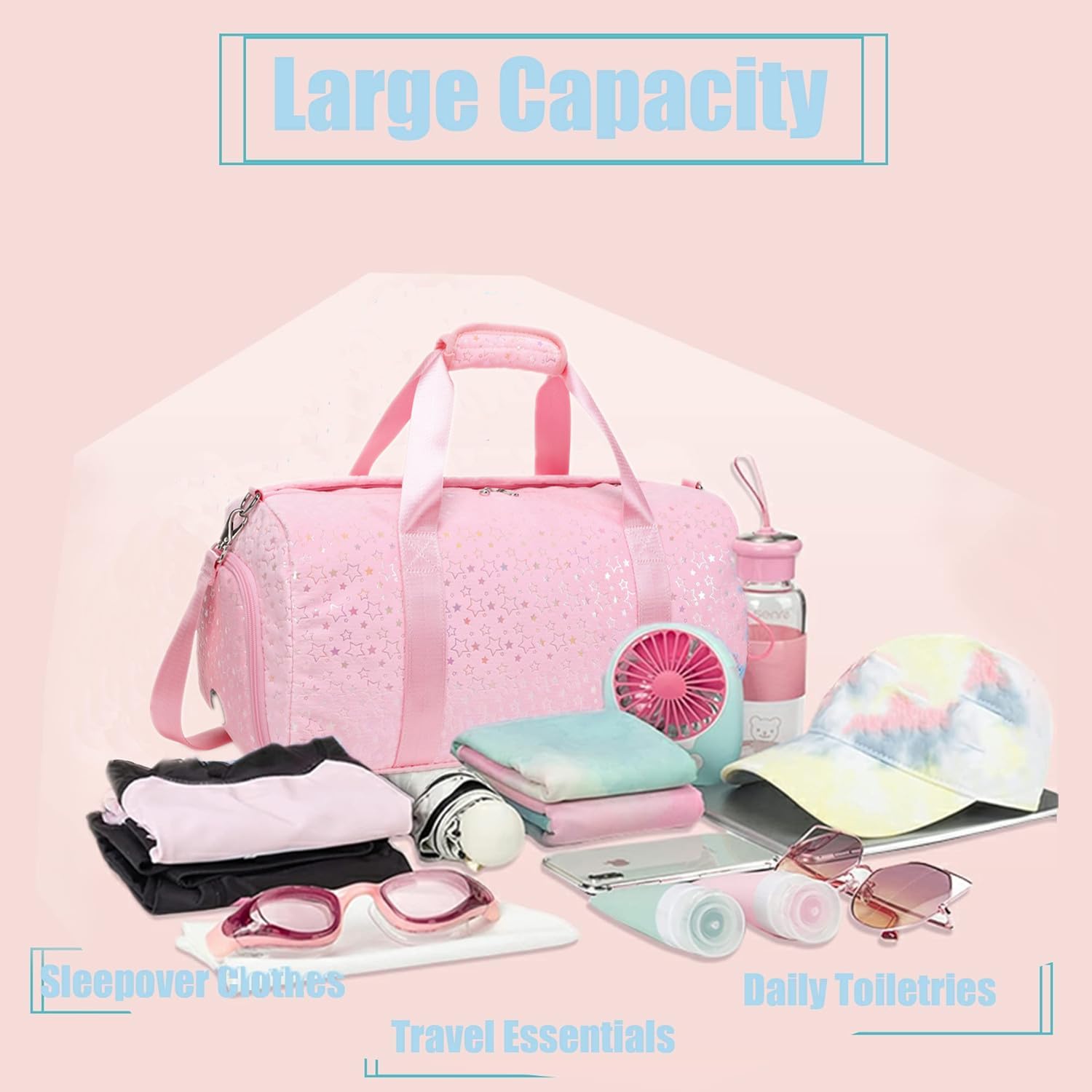 Borsa Palestra Borsa Sport Borsa Danza Bambina Borsone da Viaggio Grande con Scomparto per Scarpe