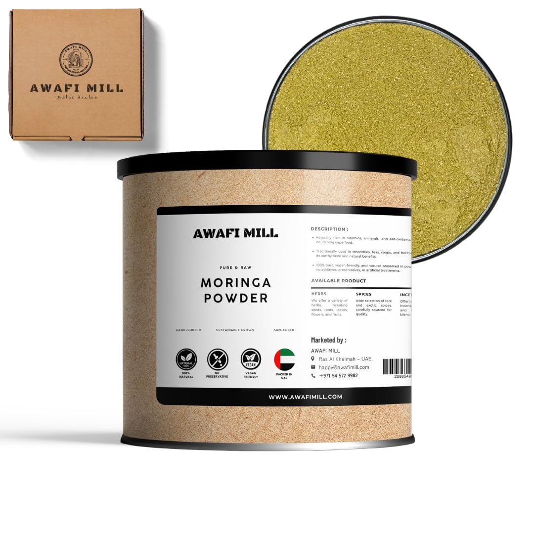 AWAFI MILL Moringa Leaf Powder (Food-Grade) | Moringa oleifera | For Herbal Tea, Smoothies, Soups & Baking | Naturally Caffeine-Free - 100 g | 3.5 Oz