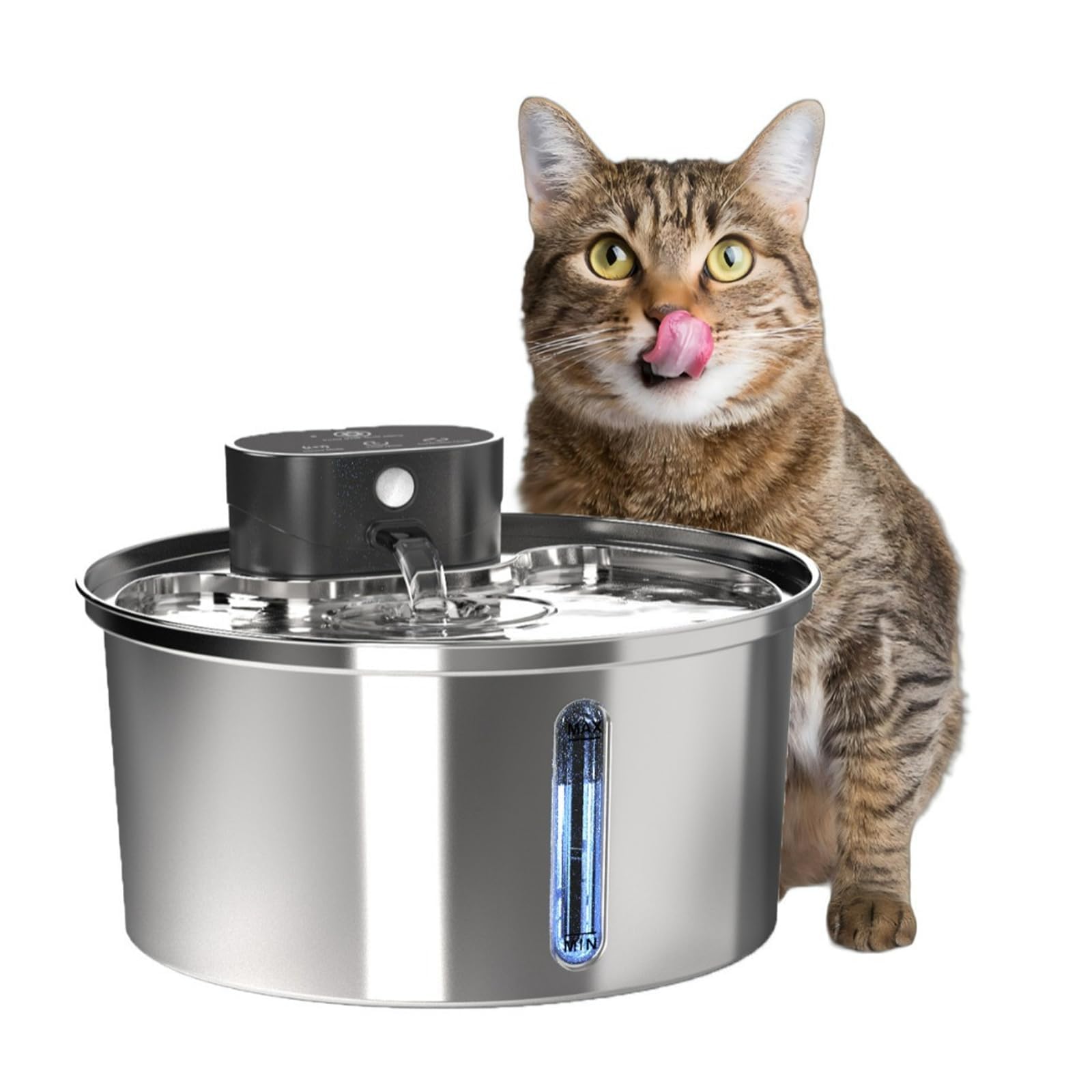 NordFlow 2.0 hundebrunnen kabellos 3,2L Kabellos Katzenbrunnen mit 5000mAh Batterie, Sensor, LED und Filter - Trinkbrunnen für Katze