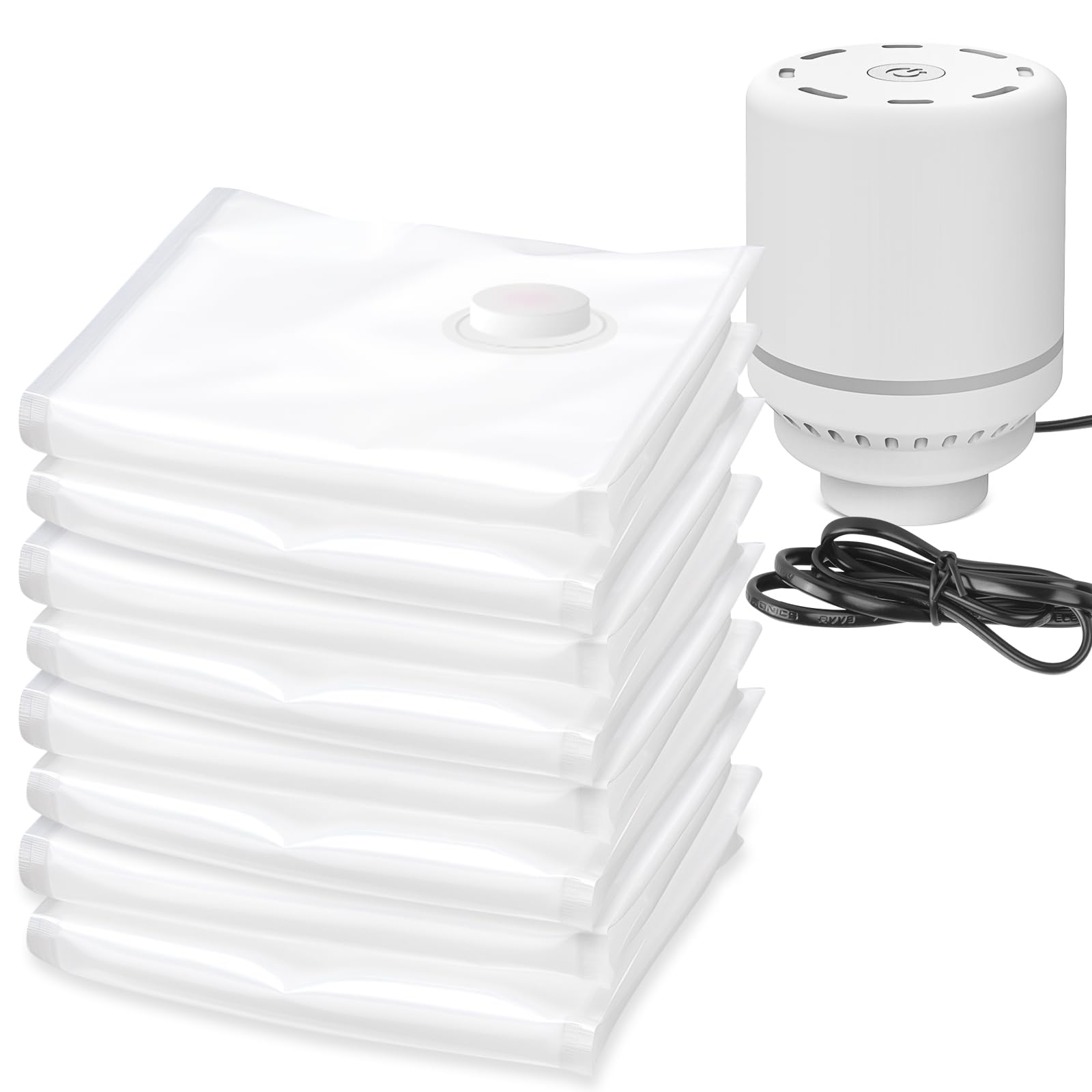 Vacuum Storage Bags with Electric Pump, 8 Jumbo Space Saver Bag for Clothes and Clothing, Bedroom Essentials for Bedding, Blankets, Comforters, Moving, Vacuum Seal Bags for Travel Luggage Packing