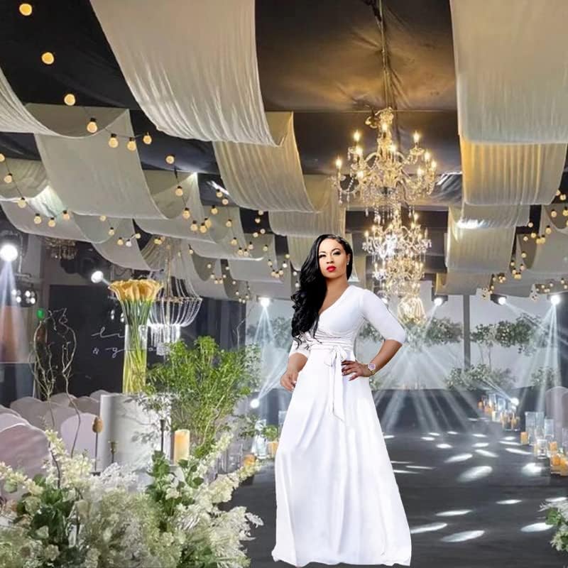 LightlyKiss Plus-Size Maxi Dresses for Women African Summer 3/4 Sleeves Beach Sundress with Pockets - Image 3