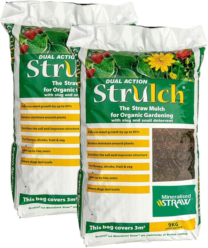 Strulch 2 x 9kg Bags Mineralised Straw Mulch Garden Mulch Organic