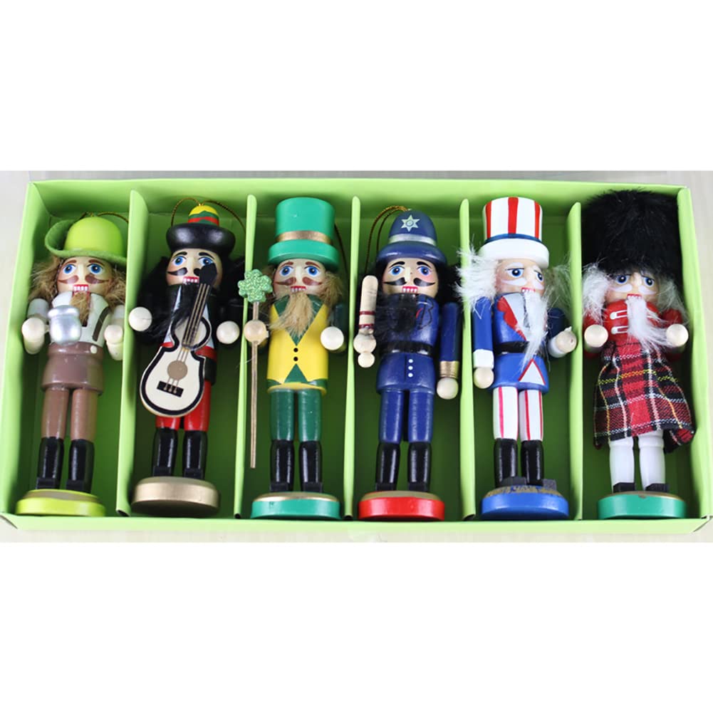 BlueSpace Christmas Nutcracker Ornaments Set Wooden Nutcrackers Hanging Decorations for Christmas Tree Figures Puppet Gifts(5'', Green)