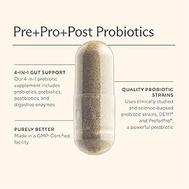 Premium 4-in-1 Probiotic Prebiotic, Postbiotic & Digestive Enzymes for Men & Women - Supports Gut, Digestion & Immunity -Complete Gut Health with Pre, Post, Probiotics & Digestive Enzymes-60 Capsules