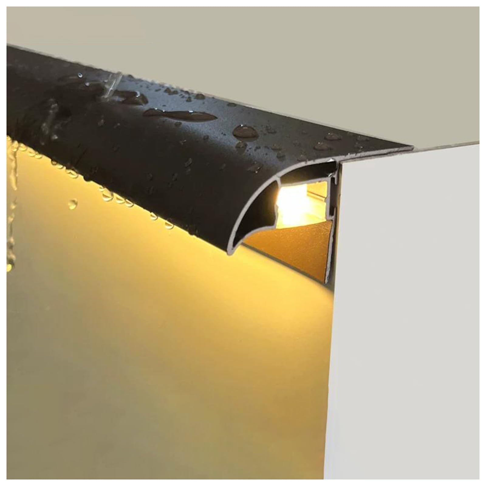 LXLZYXSF Exterior Drip Edge Flashing Building Trim with LED Light Channel, Roof Eaves Rain Diverter for Parapet Wall Protection, Metal Profile(Black L-125cm/4.1ft,6 Pack)