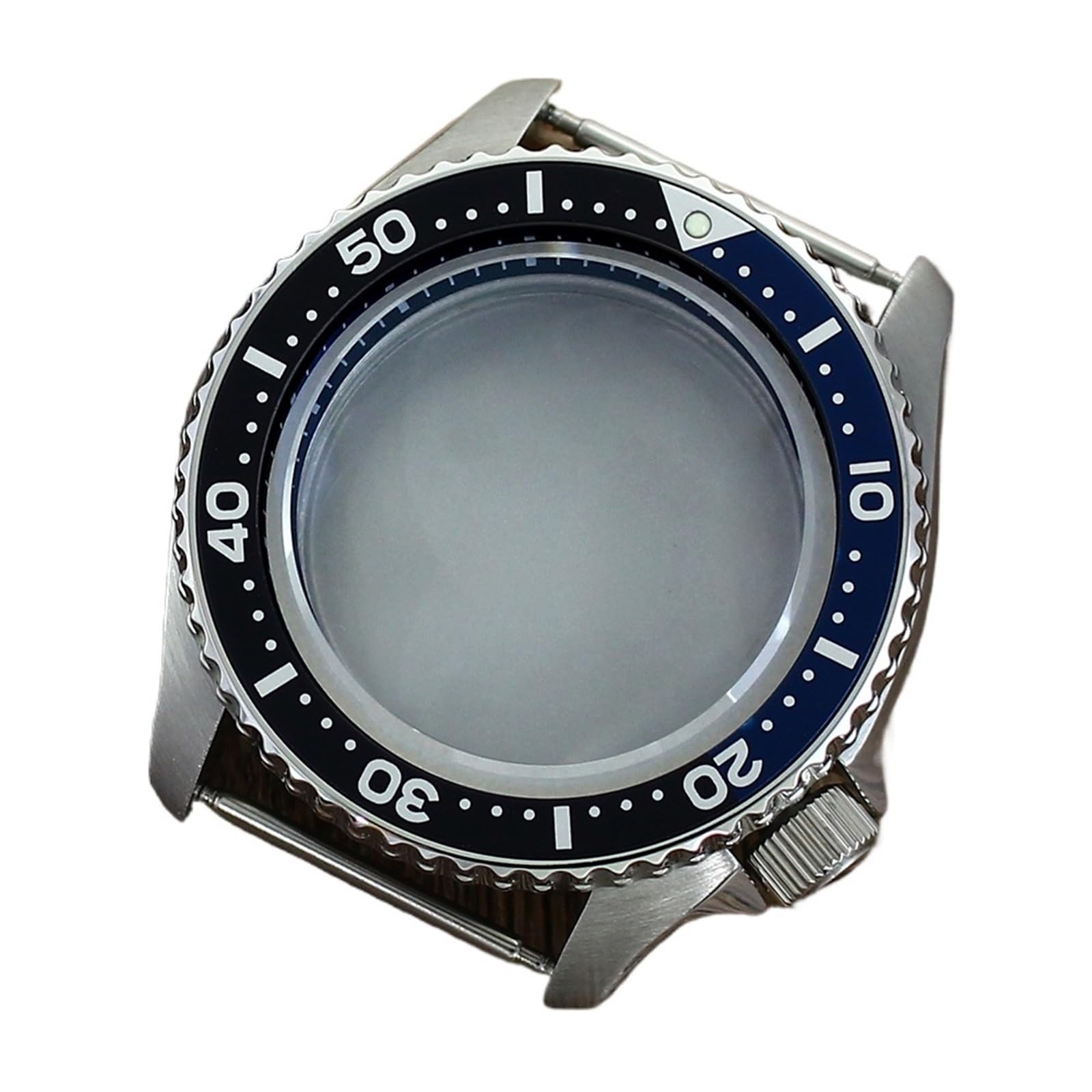 Cassa for orologio automatico argentata, parti di ricambio, cassa in vetro zaffiro adatta for Seiko NH35 NH36 4R36 SKX007SKX013 120 clic Cassa dell'orologio