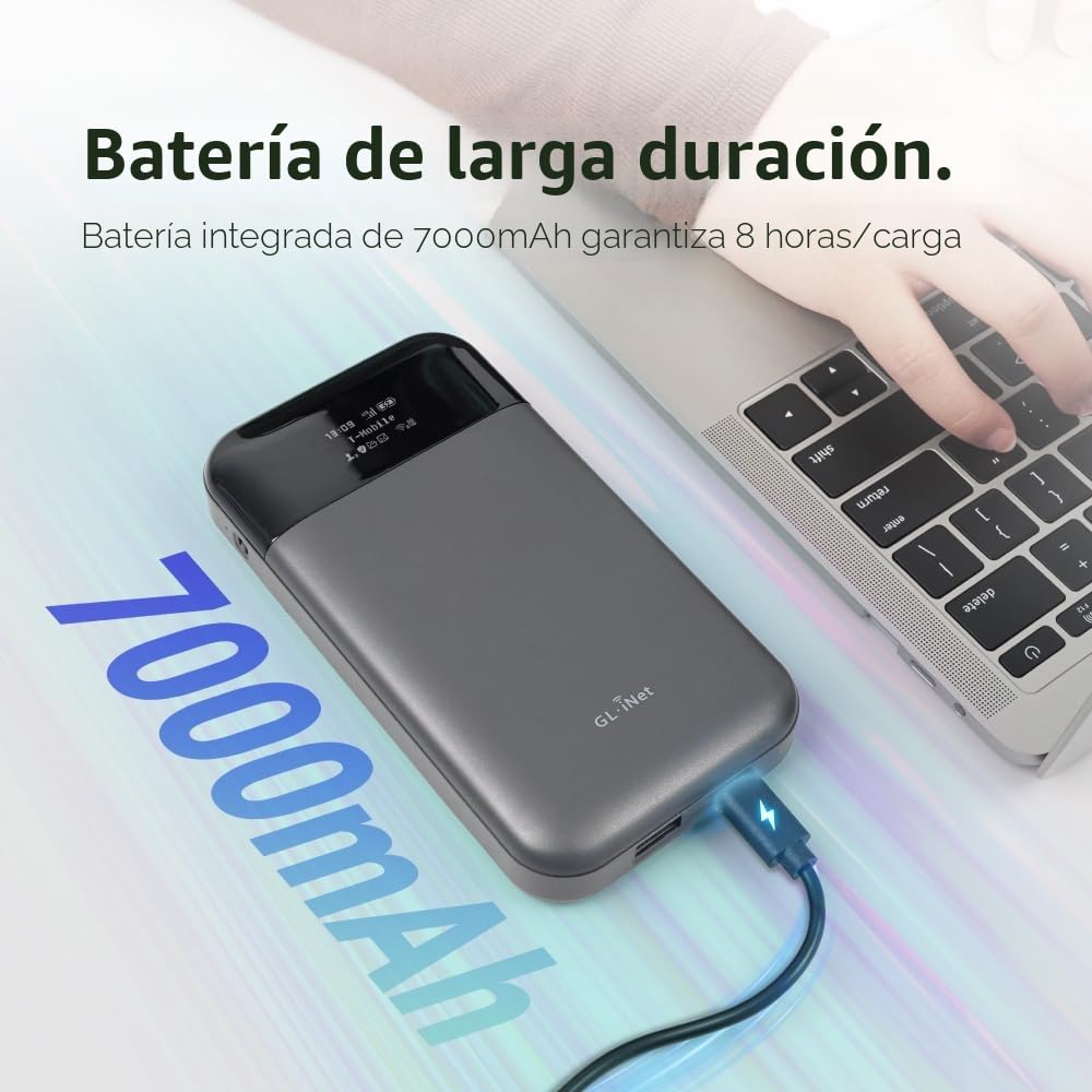 GL.iNet GL-E750V2 (MUDI) Punto de Acceso Wi-Fi portátil 4G LTE para Viajes | Dispositivo de Punto de Acceso Móvil, OpenWrt, OpenVPN, WireGuard, Tor, 7000mAh, Versión Global