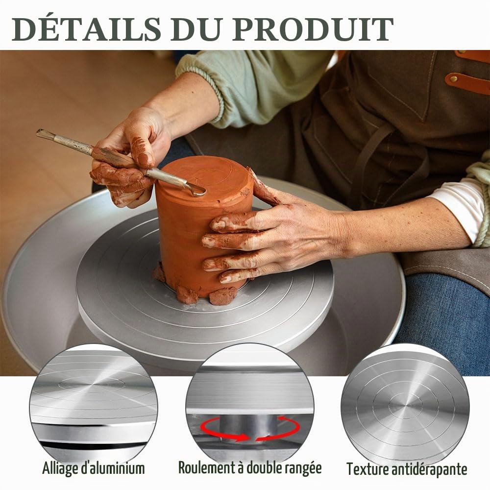 Tournette de Potier 25 cm, Plateau Tournant Sculpture Argile