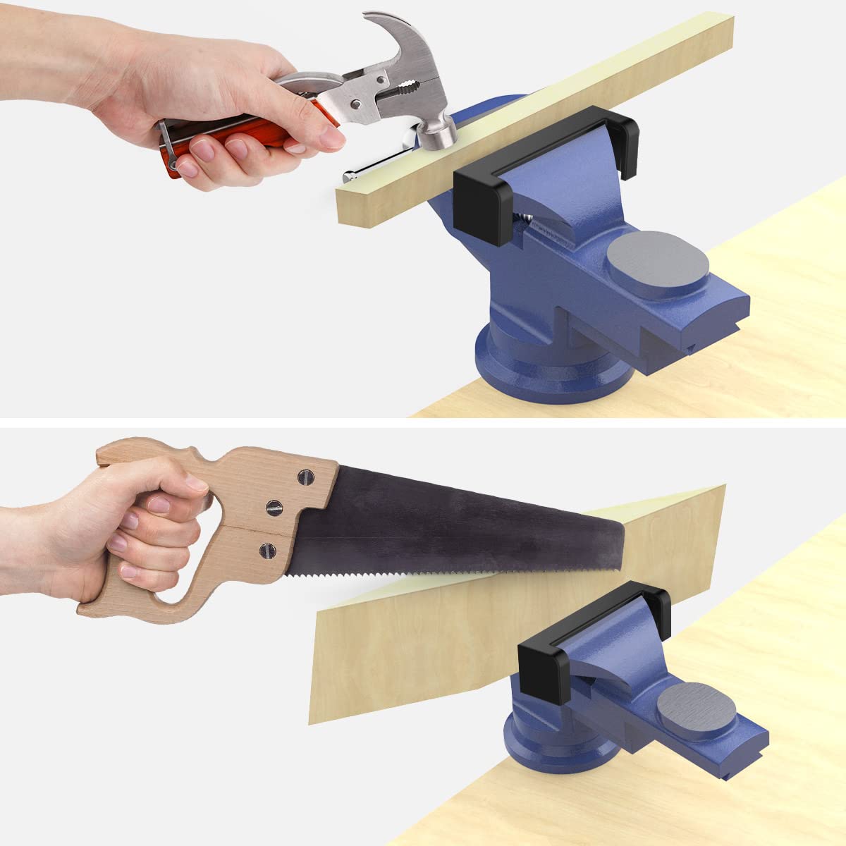 Housolution Morsa da tavolo ganasce 70 mm pinza testa girevole 360° multi angolo con incudine morsa a ventosa base per utensili fai da te portatile