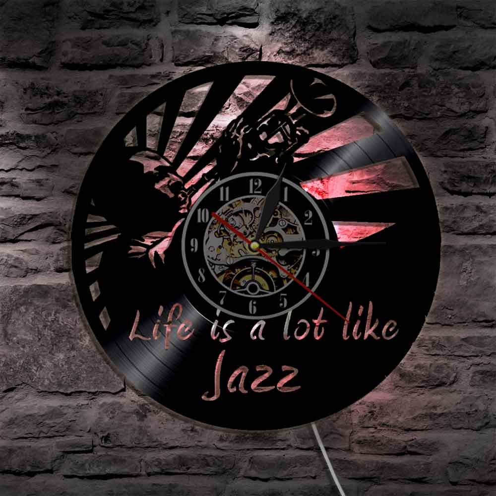 Il jazz è molto simile alla vita Orologio da parete Musica artistica jazz Orologio da disco in vinile Citazioni musicali Arte da parete Regalo per gli amanti del jazz Orologi da parete appesi Regali