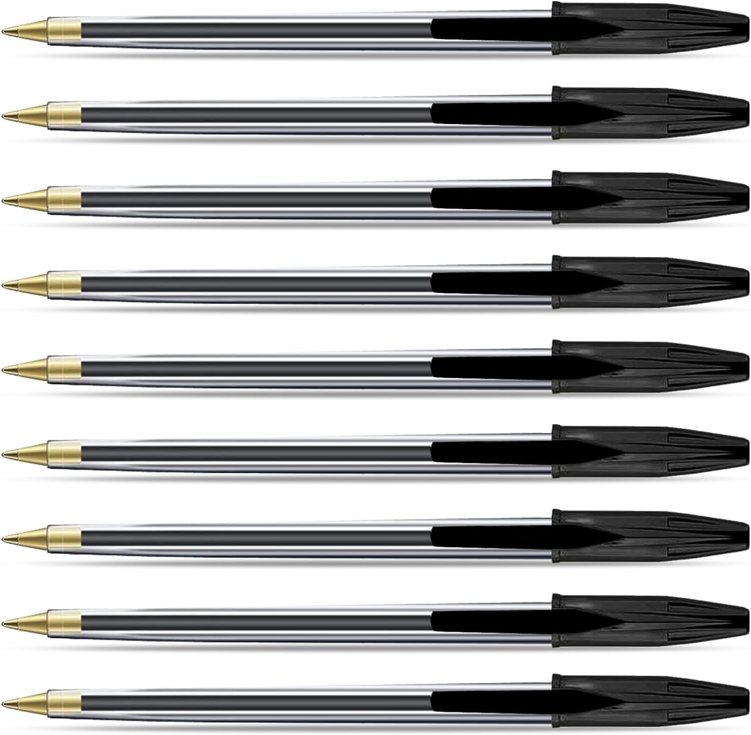 G4GADGET Pack of 50 Black Pens - Medium Tip Fluent Smooth Writing Black Biro Ballpoint Pens