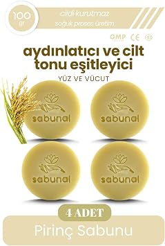 Pirin  Sabunu 4l  Set, Ayd nlat c  ve Cilt Tonu E itleyici, Do al  erikli, Kat  Form, Y z i in, 4 x 100 gr