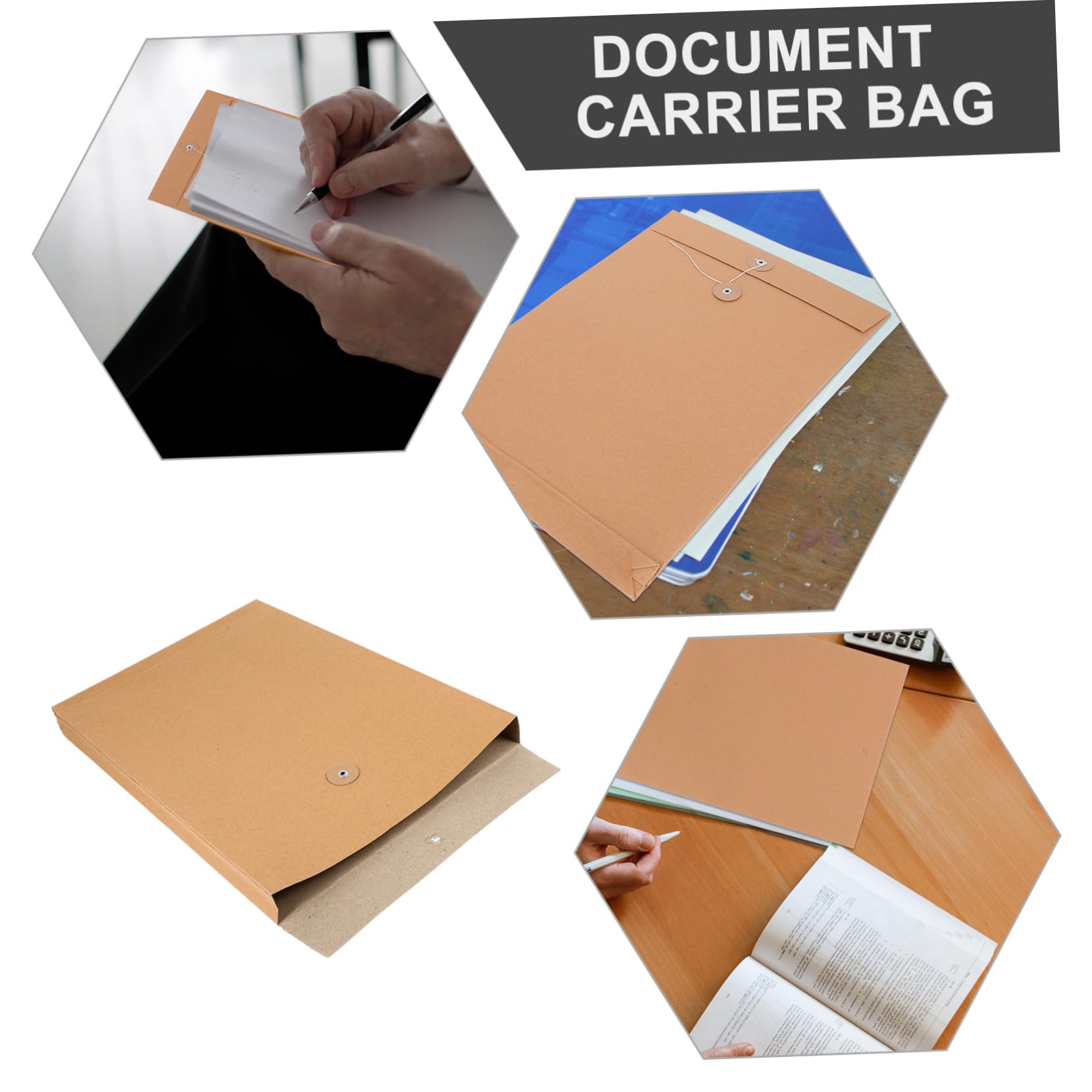 25 piezas Carpeta de Papel Kraft con Cierre Botón Portadocumentos Carta para Oficina y Negocios Bolsa Organizadora Ligera para Almacenamiento de Archivos
