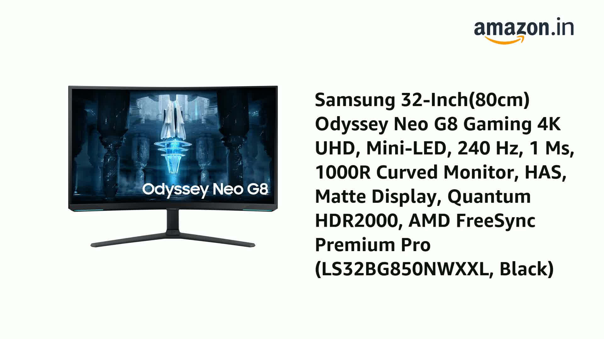 Samsung 32-Inch(80cm) 4K UHD Odyssey Neo G8 Gaming, 240 Hz, 1ms