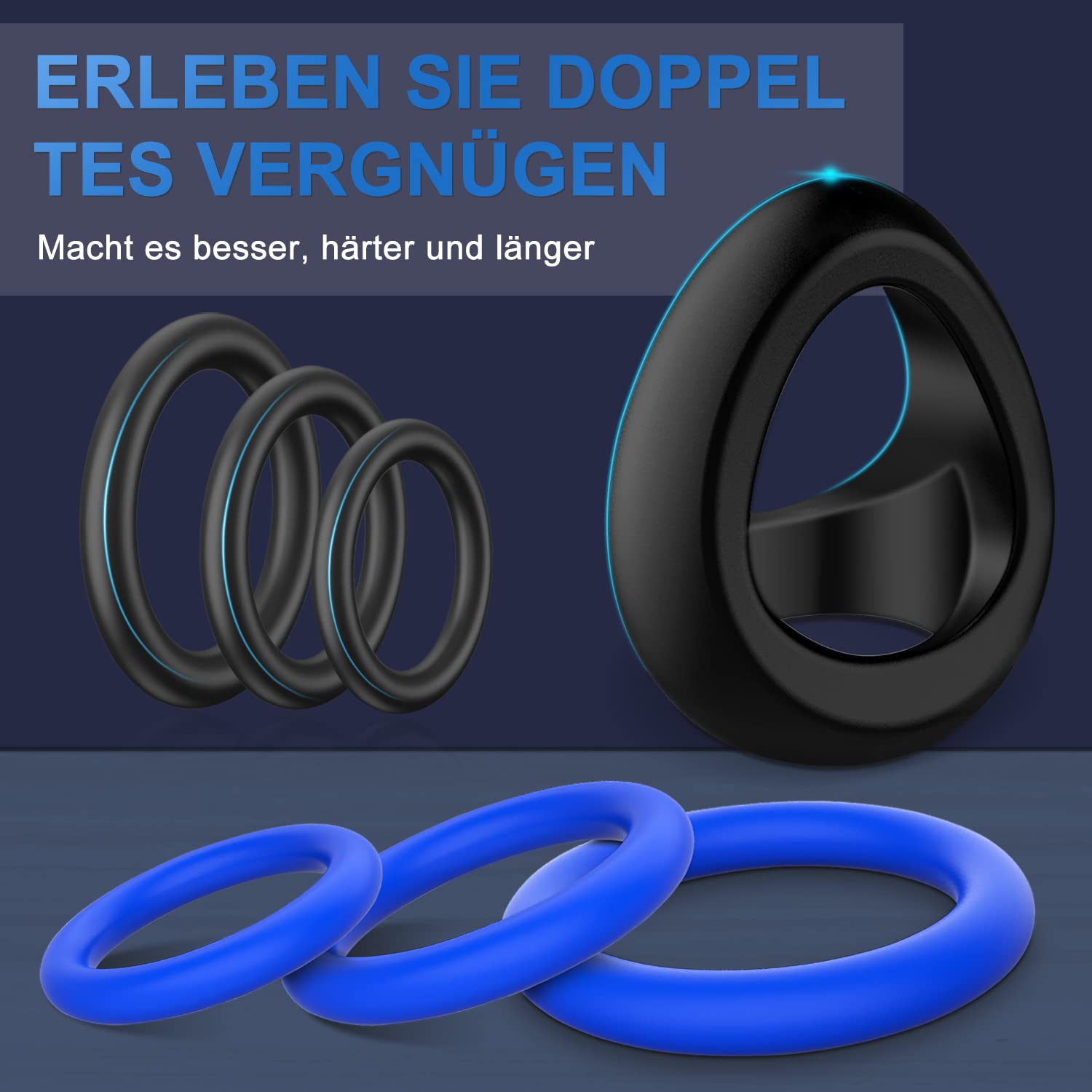 Anello Pene Set - SEXY SLAVE 7pcs elastico silicone cockring per erezioni più durature, Sextoys per gli uomini o coppie