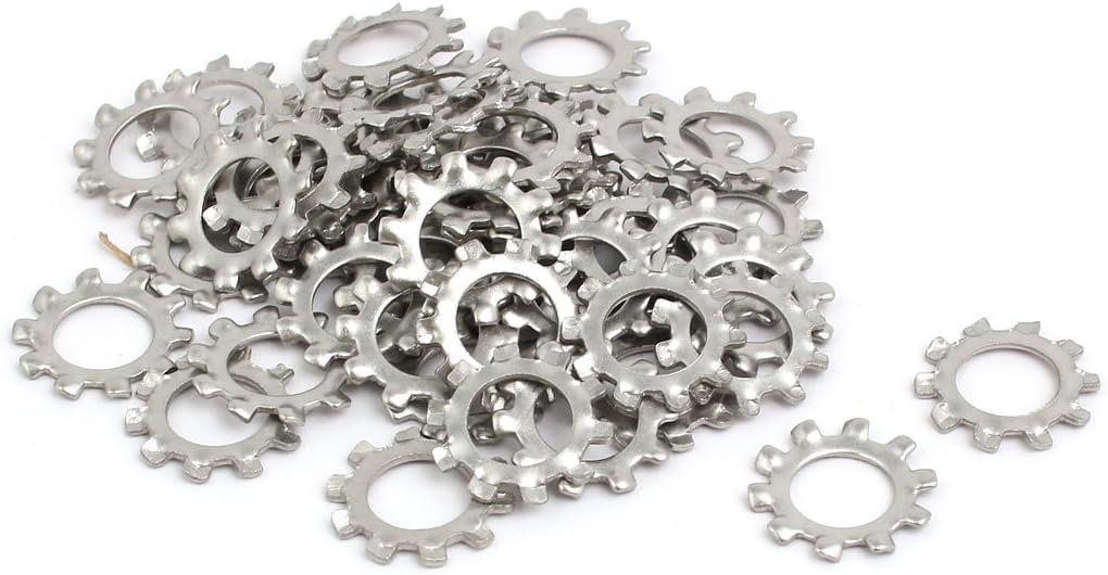8mm Inner Quality Parts Dia Stainless Steel External Tooth Lock Washer Silver Tone 50pcs Model:40as89qo650