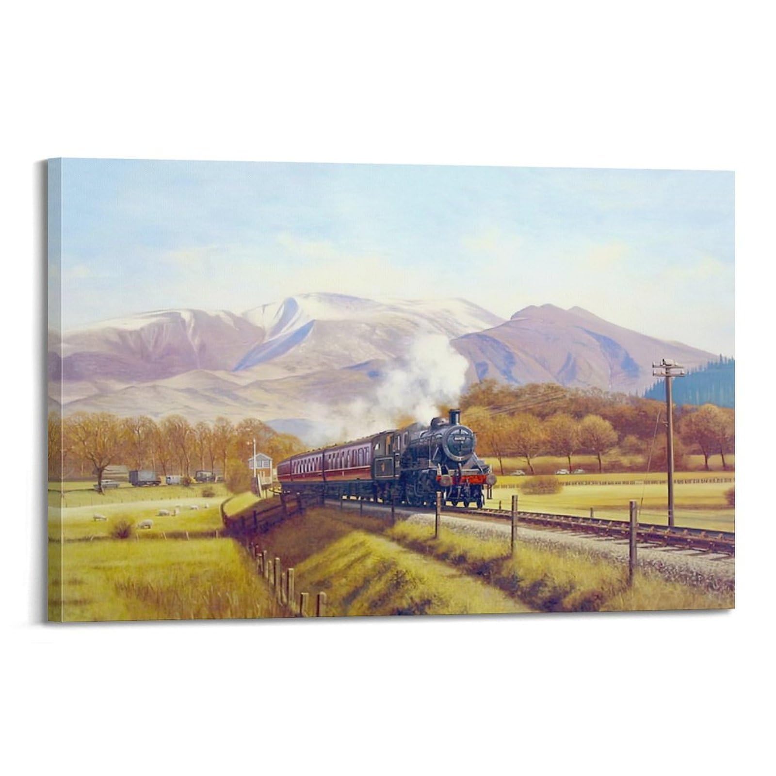 HUIYHB Vintage Steam Train Poster Autumn Poster Decorative Painting Canvas Wall Posters And Art Picture Print Modern Family Bedroom Decor Posters 20x30inch(50x75cm)