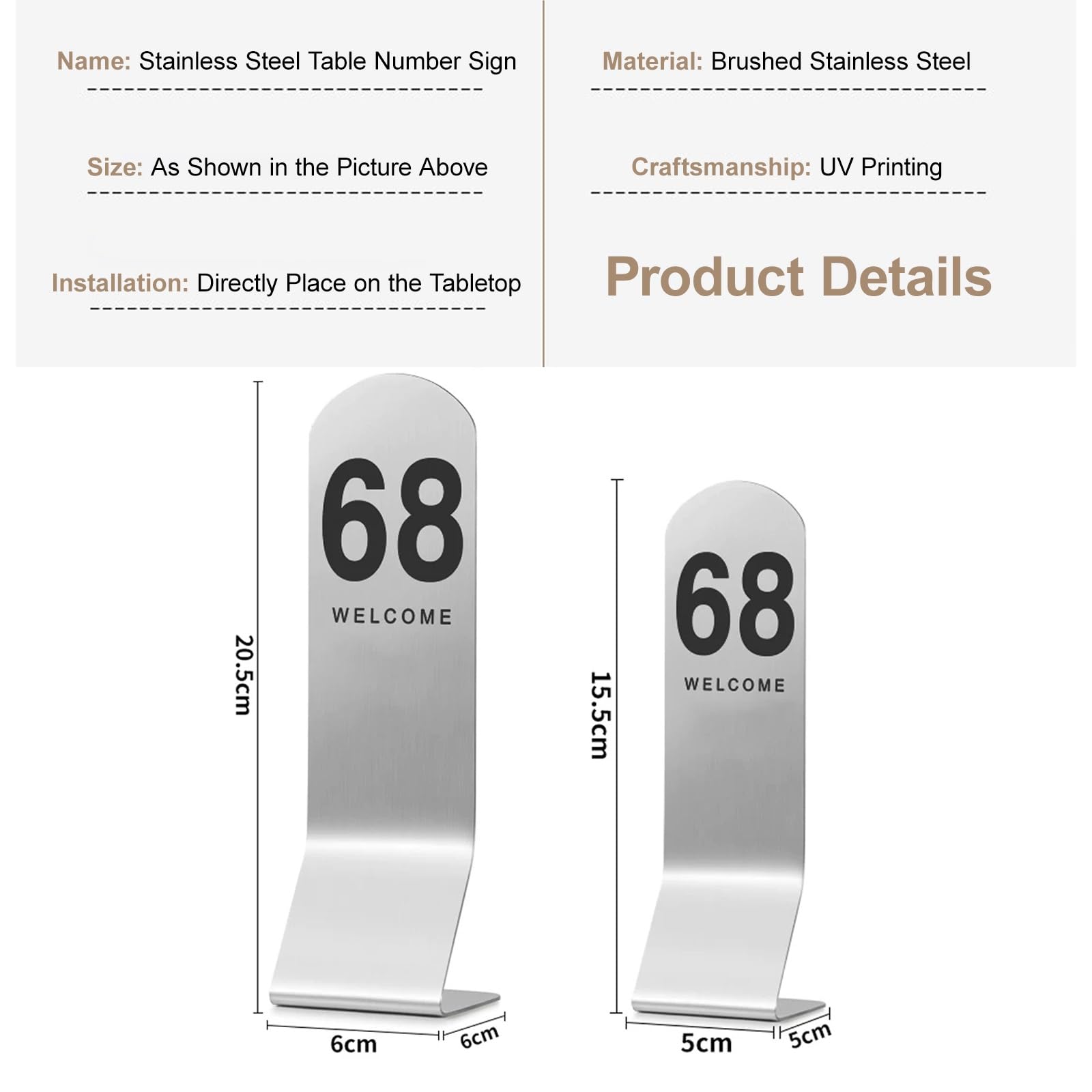 Numero di Tavolo Stile Piedi in Acciaio Inox, 1-10/11-20..., Carte da Numero di Tavolo Ristorante, Segnale da Tavolo, Numero Bifacciale per Ristoranti e caffè(Silver-15.5 * 5 * 5cm,41-50)