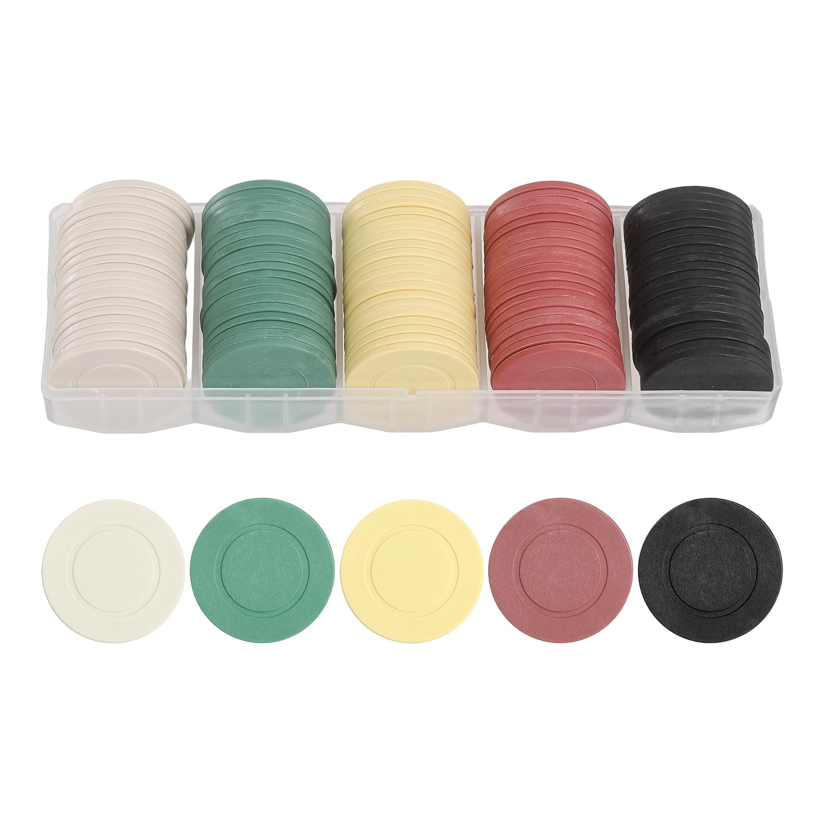 sourcing map 300Pcs Plastic Poker Chips, 35 mm Red/Yellow/Black/White/Green