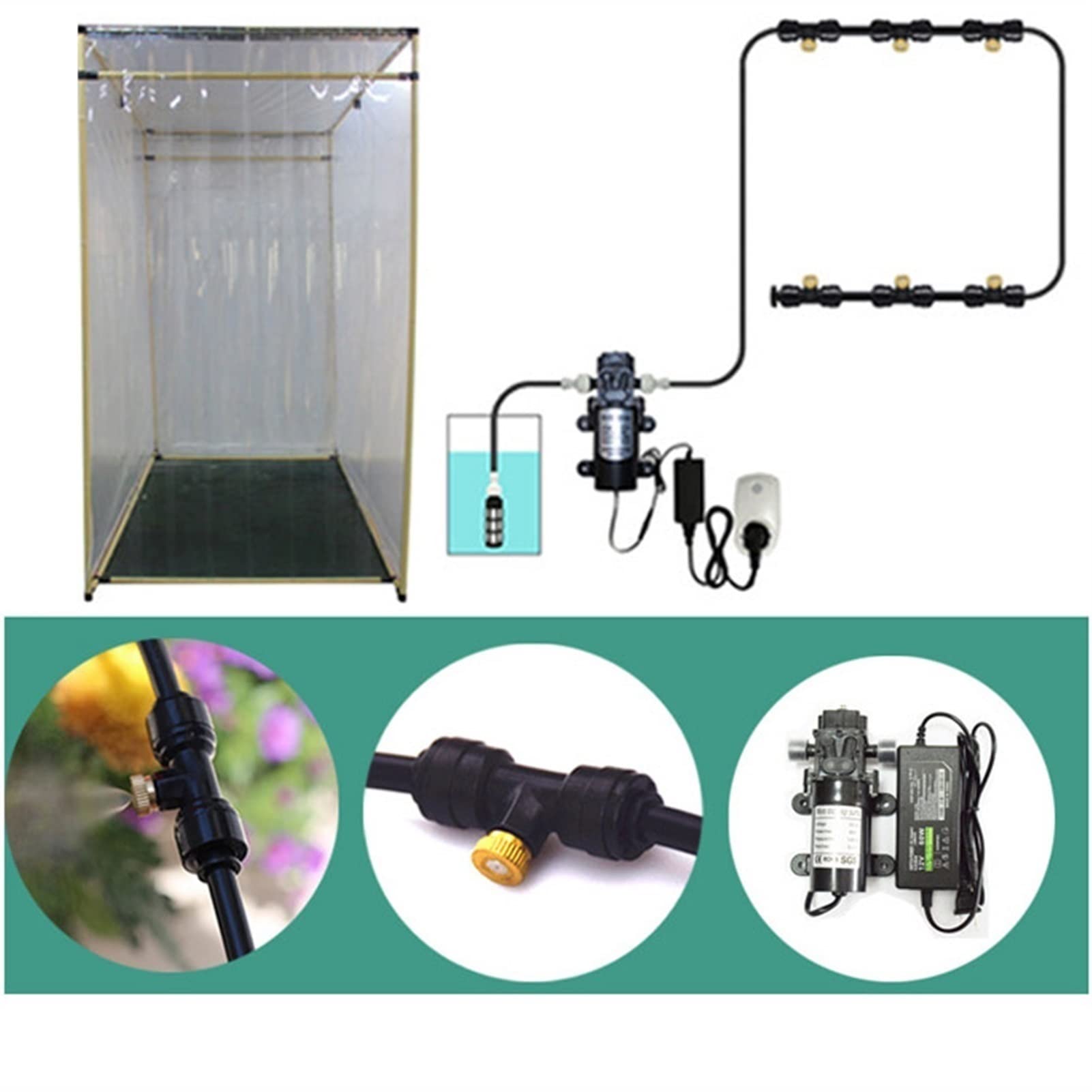 Kit de Sistema de Enfriamiento por Nebulización con 24v Bomba con Temporizador Digital, Sistema de Nebulizacion para Exteriores Terrazas Jardín Patio, Kits de Riego por Goteo para Césped, Flor (Size