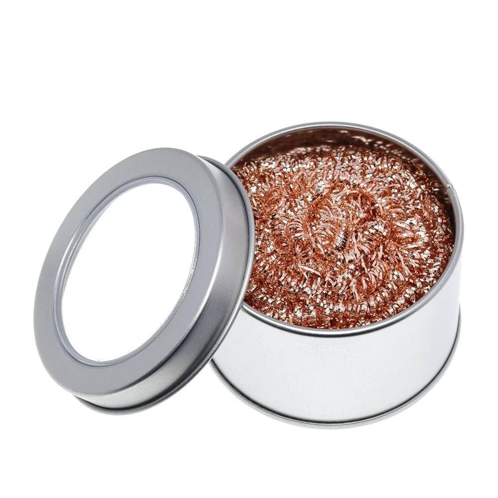 Limpiador de puntas de soldadura de latón, bola de alambre de limpieza de 55 g con soporte de acero inoxidable, accesorio de soldadura de alta calidad para limpieza precisa de puntas de soldadura