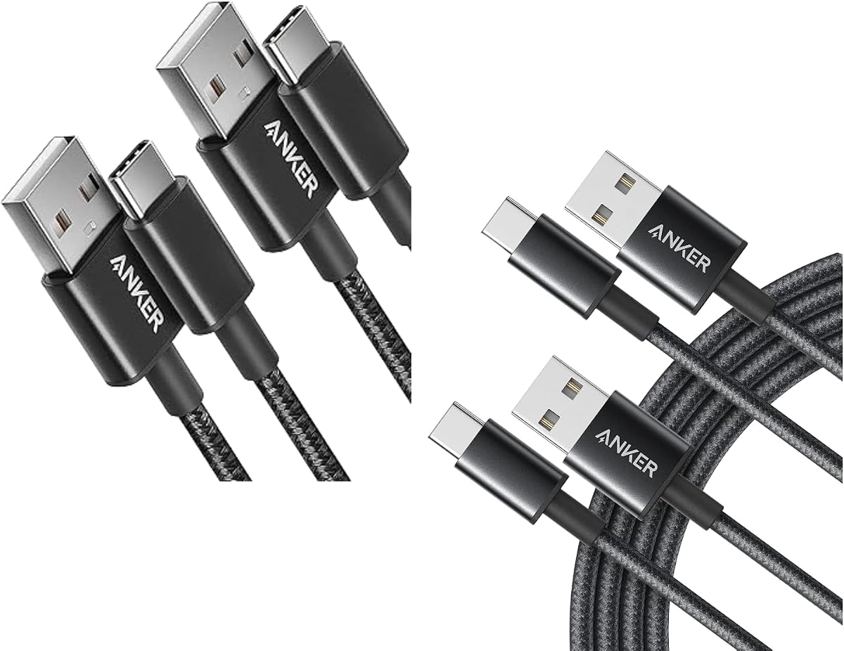 USB C Cable [2PACK, 6ft & 3ft], A to C Charger - Fast Charge, Premium Nylon Braided Cable