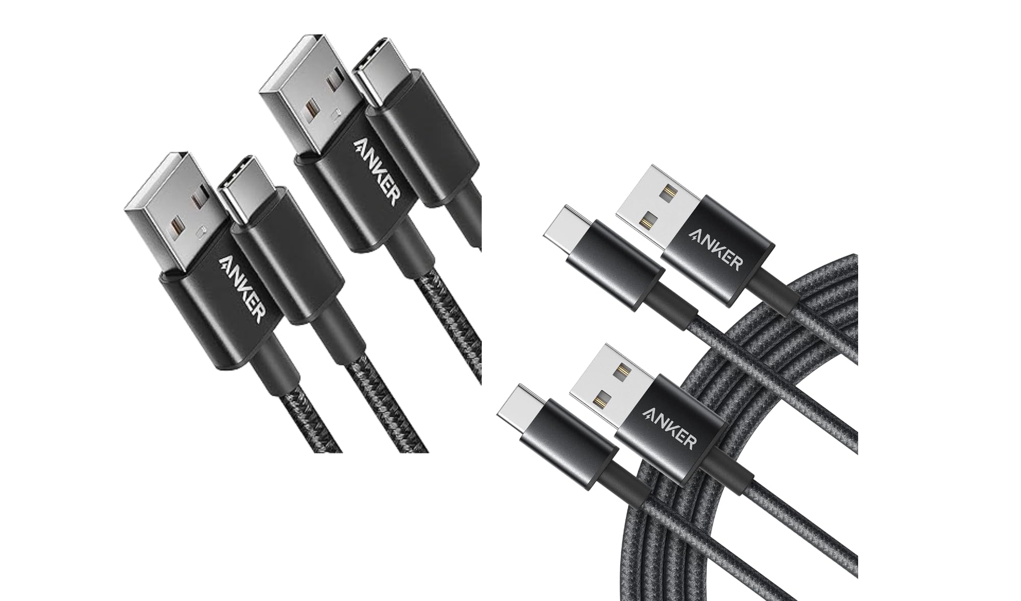 Anker USB C Cable [2PACK, 6ft & 3ft], A to C Charger - Fast Charge, Premium Nylon Braided Cable