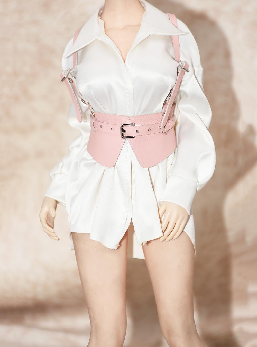 Fremego 1/6 Scale Female Clothes, Female Silk Shirt Pajamas Tops Belt Clothes Accessory for 12inch PH TBL Action Figure Body (1pc Black No.2 Belt)