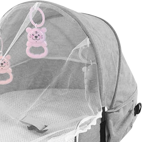 Miniatura 6 de Cuna de viaje plegable, cuna de viaje portátil para bebé, cortina de gran capacidad para exteriores (gris)