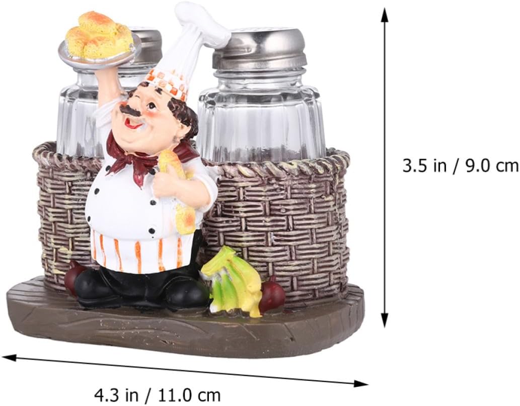 OUNONA Resin Chef Statue with Stylish Appearance and Elegant Workmanship 2 Sets Salt and Pepper Shaker Set Decorative and Useful Kitchen Ornament for Birthday and Housewarming Gifts