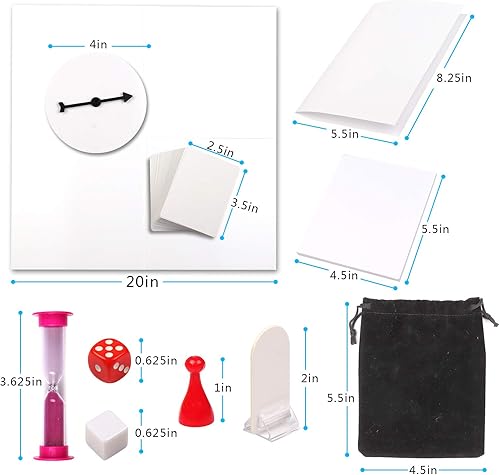 Miniatura 4 de Madanar Juego de 143 piezas para crear tu propio juego de mesa en blanco, perfecto para proyectos escolares: piezas de jugador, spinner, naipes,