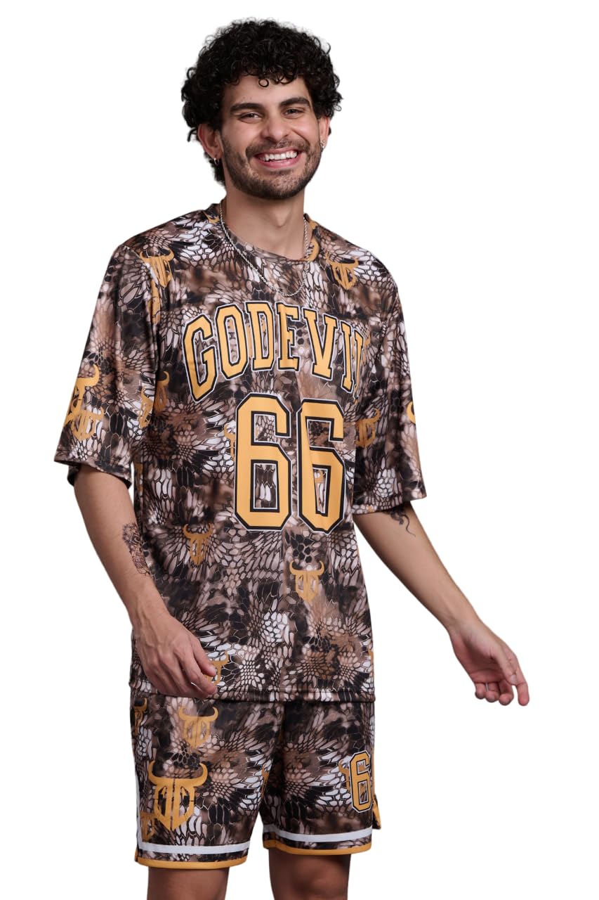 go devil Printed Co-ord Set for Men | Multicolour T-Shirt & Shorts Set | Men’s Summer Loungewear, Nightwear, Beachwear | Stylish Casual Outfit-picture-28
