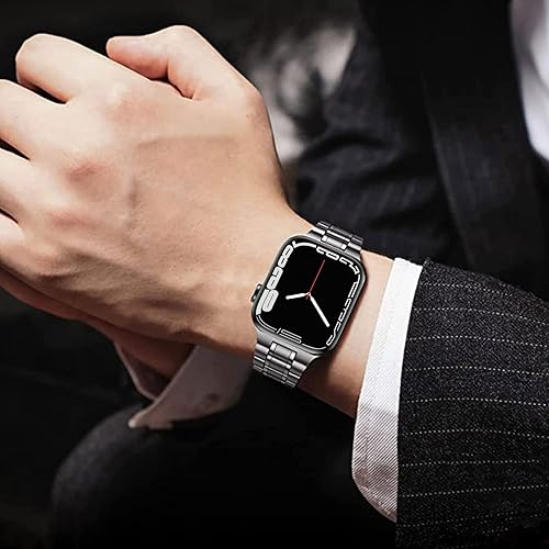 Miniatura 6 de Miimall Metal Stainless Steel Band Compatible with Apple Watch Band 41mm 40mm 38mm for Women Men, Thin Stainless Steel Wristband Strap Band for