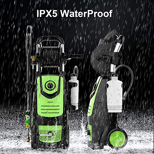 Suyncll 3800 PSI 2.8GPM Electric Pressure Washer Electric Power Washer with Soap Bottle and Hose Reel (Green) - Thumbnail 3