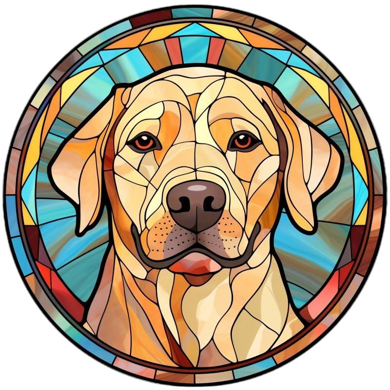 Dog Design Suncatcher, loads of variations and canine breeds, Indoors or Outdoors use, Gift for doggy lovers. 14cm across (Labrador - Golden)