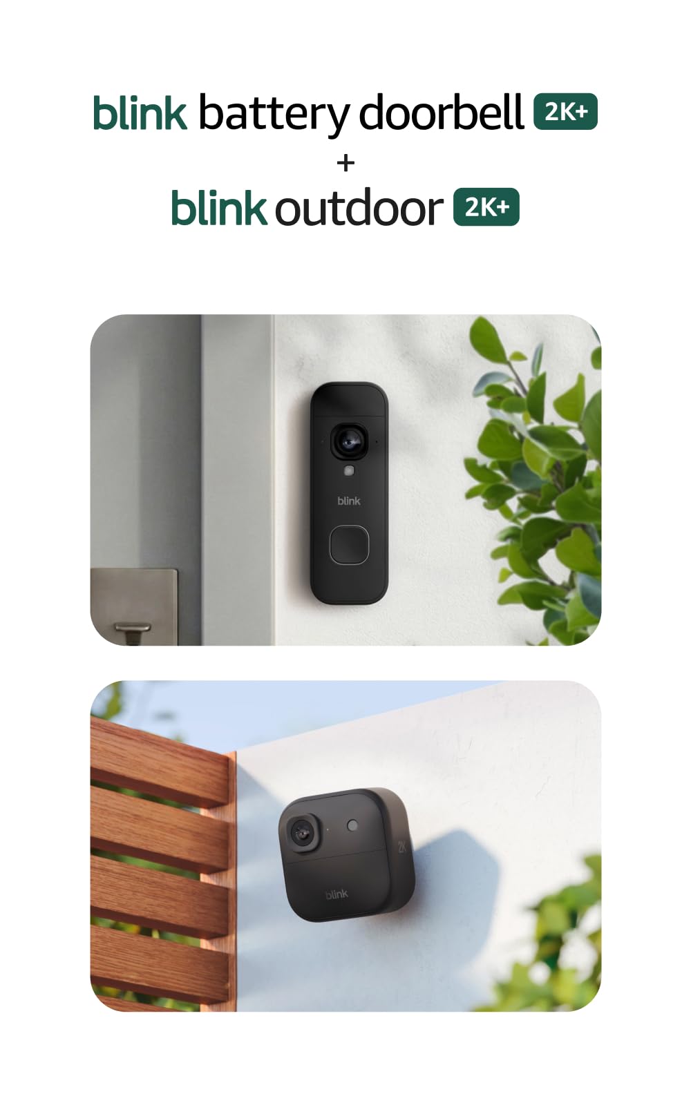 Blink Battery Doorbell 2K+ (newest model) and Outdoor 2K+ (newest model) — Wireless smart security, 2K video, enhanced audio. Sync Module Core included - 5 Cameras + Battery Doorbell 2K+ (Black) Black 5 Camera System