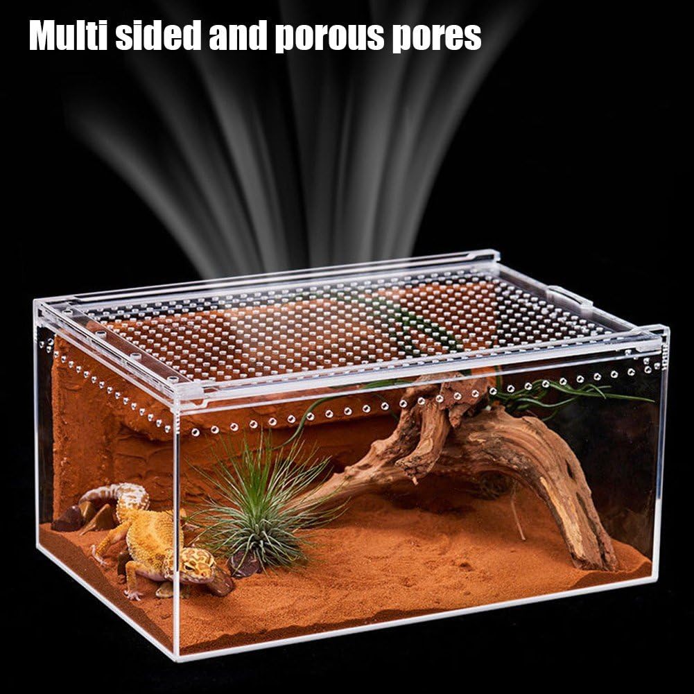 Terrarium dla gadów, przezroczyste akrylowe terrarium dla gadów, pudełko do karmienia gadów, pudełko do karmienia owadów z otworami powietrznymi