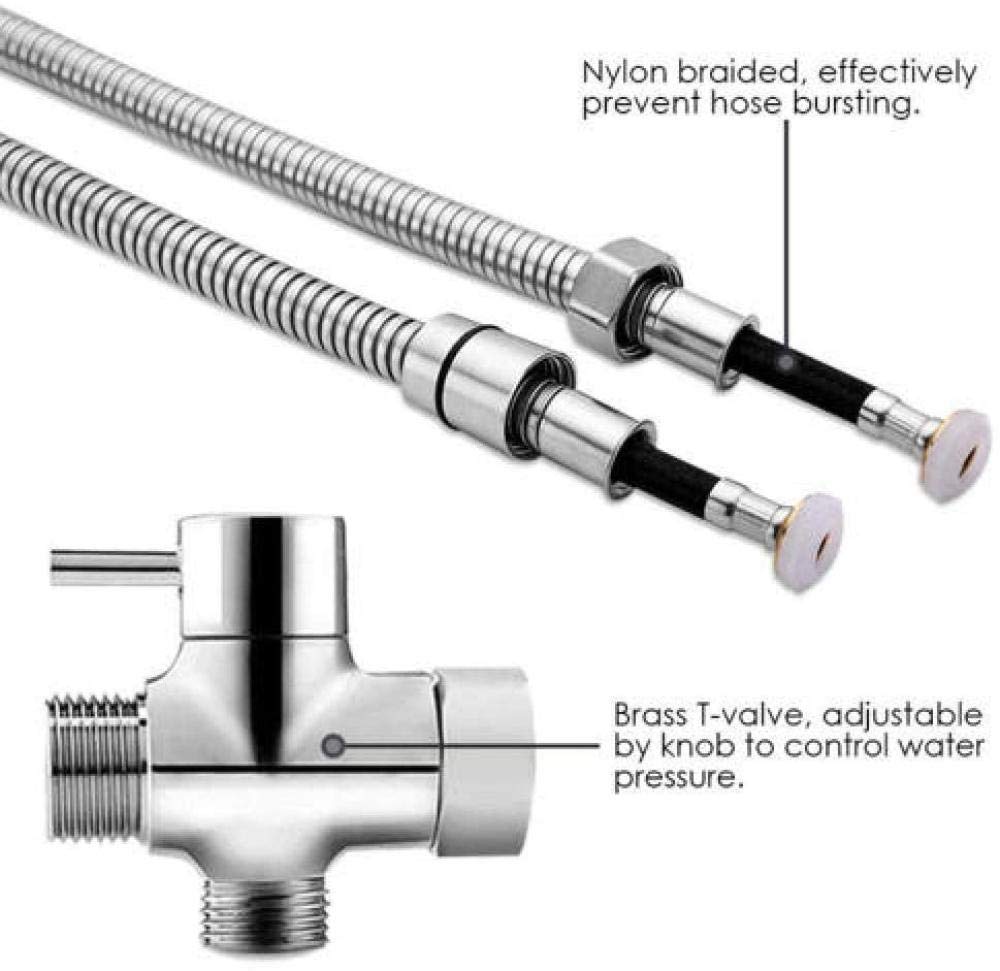 Pulverizador de bidé de Mano, grifos de bidé de Mano Grifos de bidé de Mano Pulverizador de bidé de Acero Inoxidable Rociador de Ducha de bidé para Inodoro con Manguera y Soporte de soport