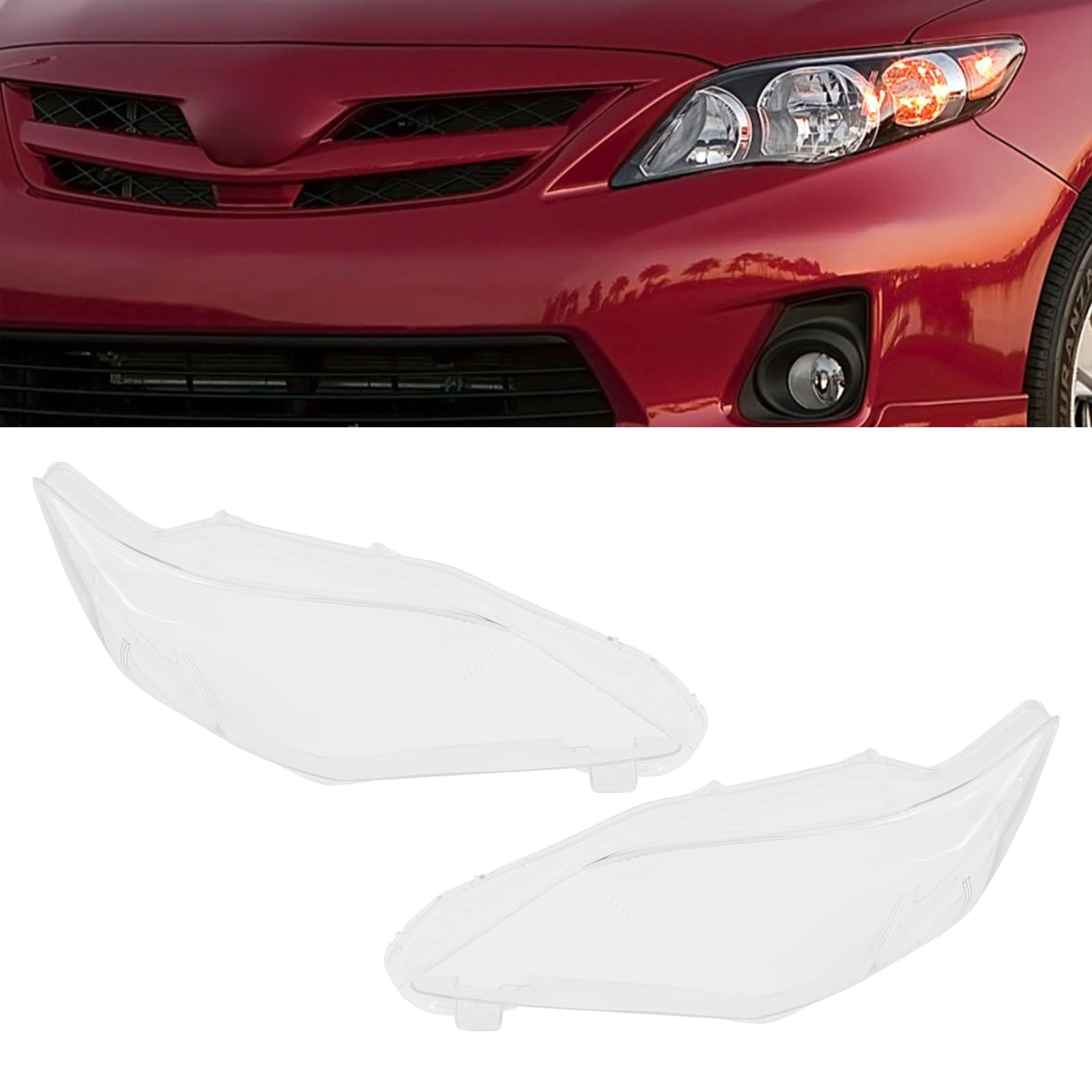 kitneed A Pair of Front Headlight Covers for Toyota Corolla 2011 2012 2013 Left Driver and Right Passenger Side Headlight Covers Headlamp Lens Covers