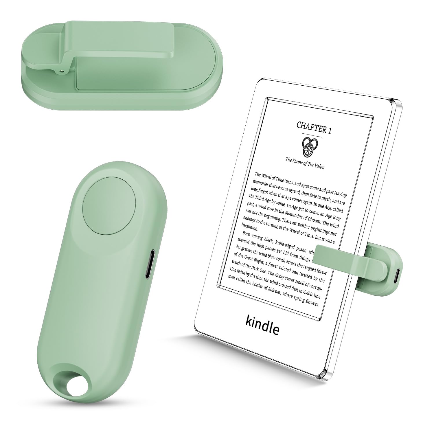 Sycelu RF Telecomando Pagina Turner per Kindle Paperwhite Lettura Kobo Surface Fumetti/Romanzi iPhone Tablet Android Scatto Foto Fotocamera Registrazione Video Trigger Remoti (K1-Verde)